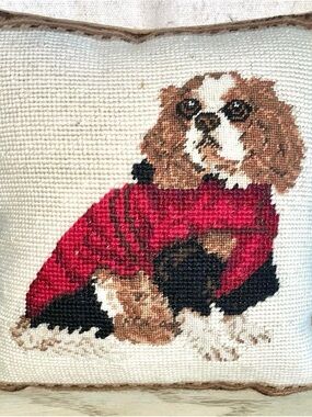 King Charles Spaniel Needlepoint Pillow
